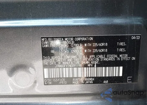 2022 Toyota Rav4 Prime Se z USA, uszkodzony, nr VIN JTMAB3FV1ND091198